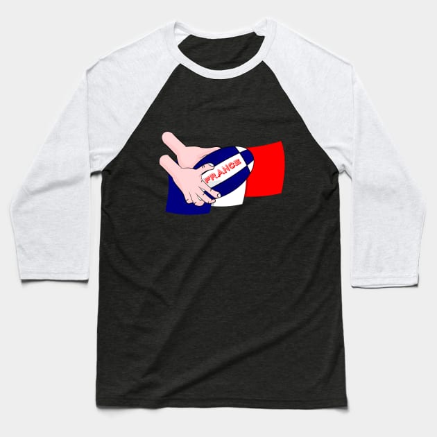 France Rugby Ball Flag Baseball T-Shirt by mailboxdisco